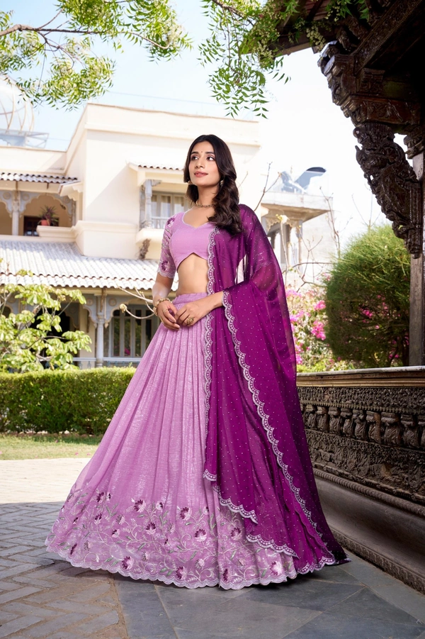 Azorte Fashion Glamorous Silver Glosy Lehenga Choli with Hotfix & Dupatta – Wedding Collection 2025 - VIL, Stitched, Unstitched
