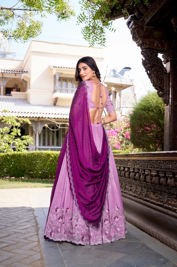 Azorte Fashion Glamorous Silver Glosy Lehenga Choli with Hotfix & Dupatta – Wedding Collection 2025 - VIL, Stitched, Unstitched