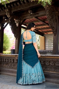 Azorte Fashion Glamorous Silver Glosy Lehenga Choli with Hotfix & Dupatta – Wedding Collection 2025 - GLA, Stitched, Unstitched