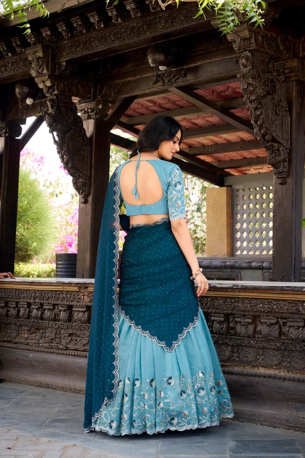 Azorte Fashion Glamorous Silver Glosy Lehenga Choli with Hotfix & Dupatta – Wedding Collection 2025 - GLA, Stitched, Unstitched