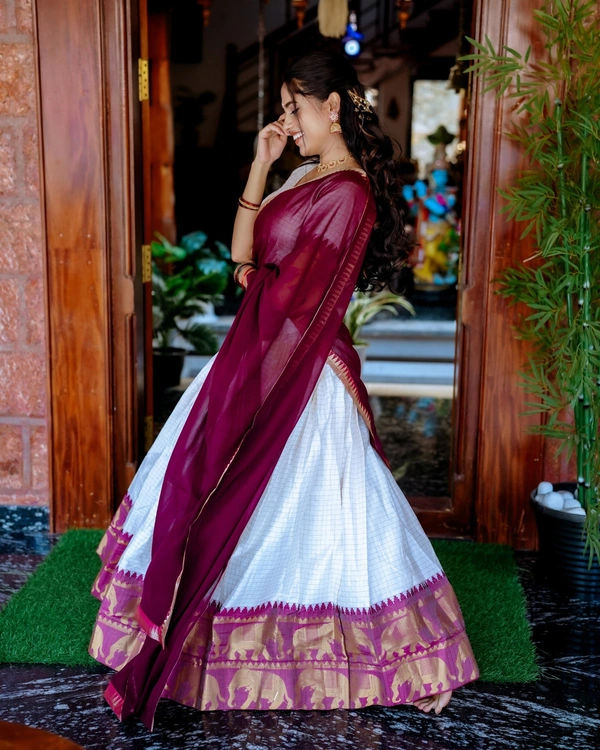 Azorte Fashion  Elegant Kalyani Cotton Lehenga Choli Set with Georgette Dupatta - Stitched, Unstitched