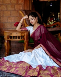 Azorte Fashion  Elegant Kalyani Cotton Lehenga Choli Set with Georgette Dupatta - Stitched, Unstitched
