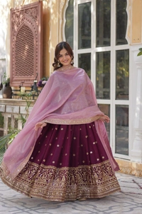 Azorte Fashion Premium Embroidered Star Georgette Gown with Gold Crush Dupatt - XXL