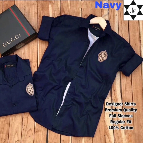 GUCCI SHIRTS  - Navy Blue, XL
