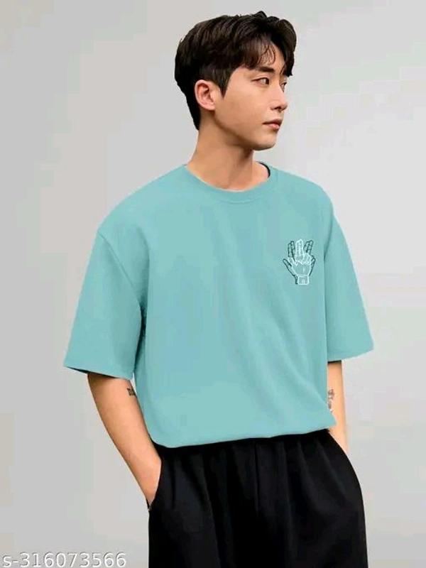 Over Sized T- Shirt  - Aquamarine Blue, M