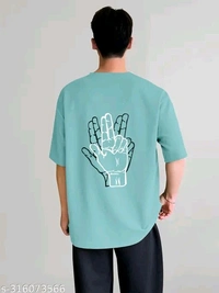 Over Sized T- Shirt  - Aquamarine Blue, M