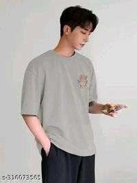 Over Sized T Shirt  - Silver, M