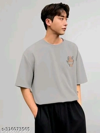 Over Sized T Shirt  - Silver, M