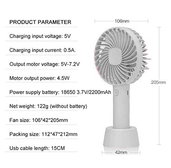 Rechargeable Portable Hand Fan - White