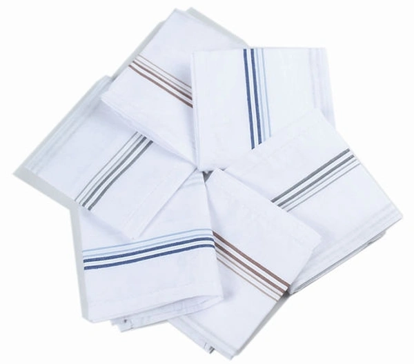 SSE 6 Pcs White Cotton Handkerchief - White