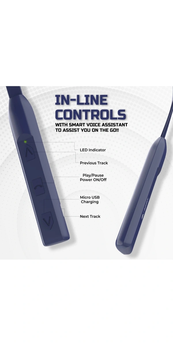 Aroma NB119B Bluetooth Neckband Earphone  - Navy Blue, Free size