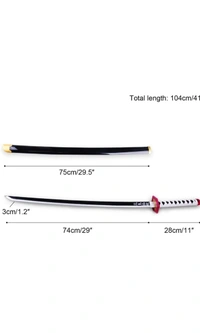 Demon Slayer Cosplay Wooden Katana Giyu Tomoika's Nichirin Blade 104 cm  - 104 cm