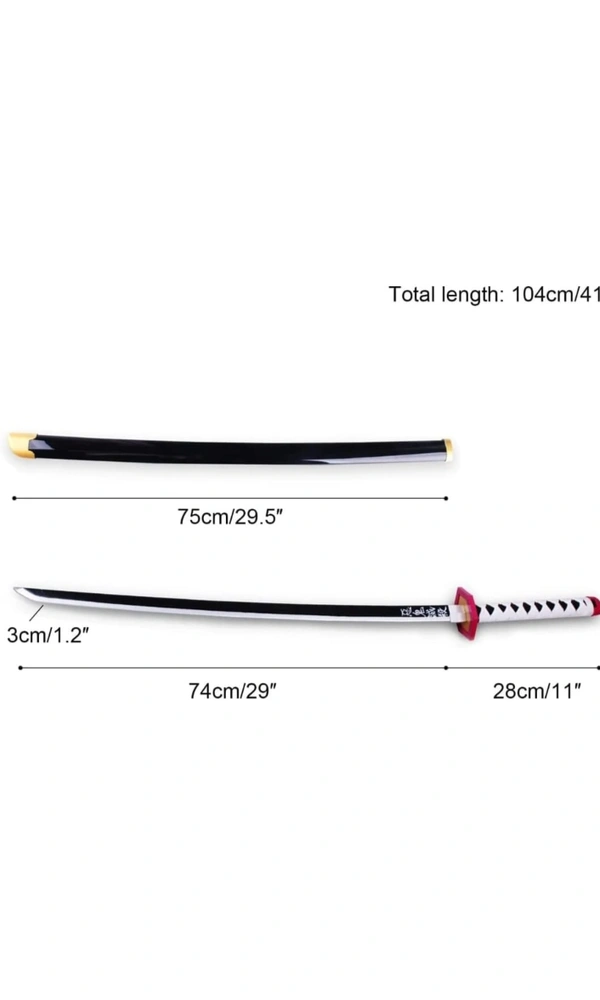 Demon Slayer Cosplay Wooden Katana Giyu Tomoika's Nichirin Blade 104 cm  - 104 cm