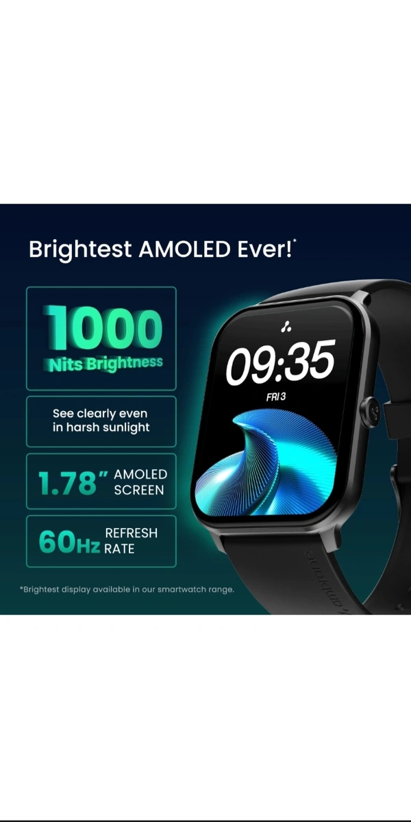 Ambrane Wise Glaze With 1.78 Amoled Display, Bt Calling,SPO2 Heart Rate Monitor SmartWatch 