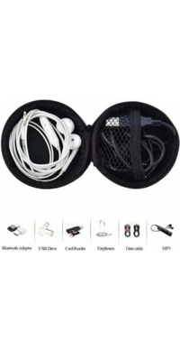RETRACK Leather Zipper Earphone Pouch - Black, Free Size