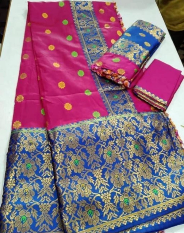 Dokhna Polyester Saree - Red Violet, Free Size