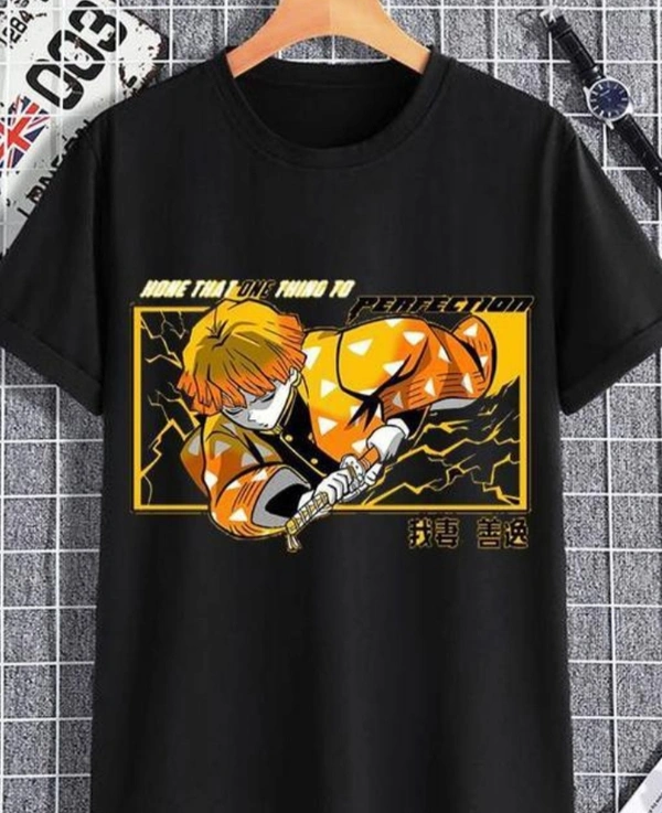 Stylish Men Black Zenitsiu Anime T Shirt - Black, S