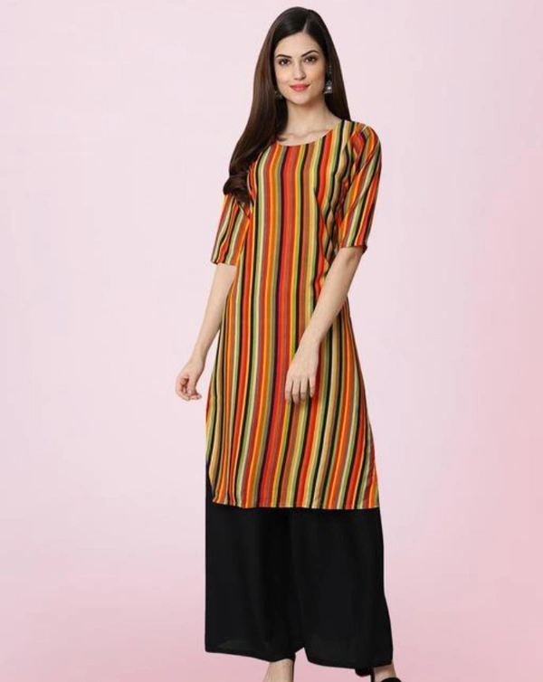 Women's Crepe Multicolor Stripe Printed Kurti - S