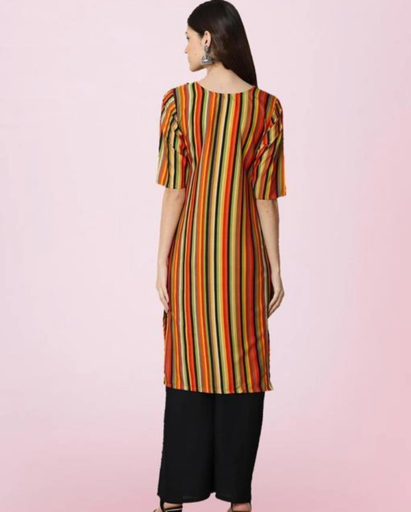 Women's Crepe Multicolor Stripe Printed Kurti - XL