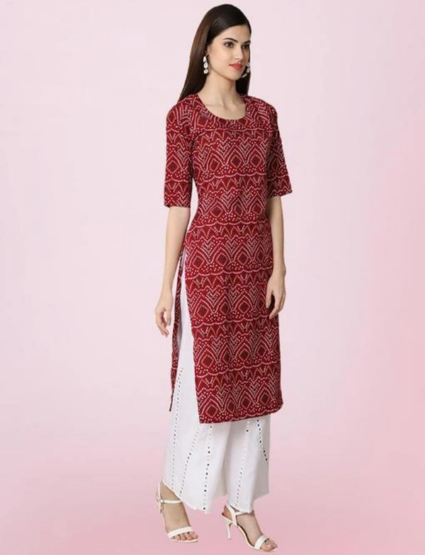 Stylish Women Maroon Color Bandhani Kurti - Maroon, S
