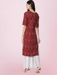Stylish Women Maroon Color Bandhani Kurti - Maroon, S
