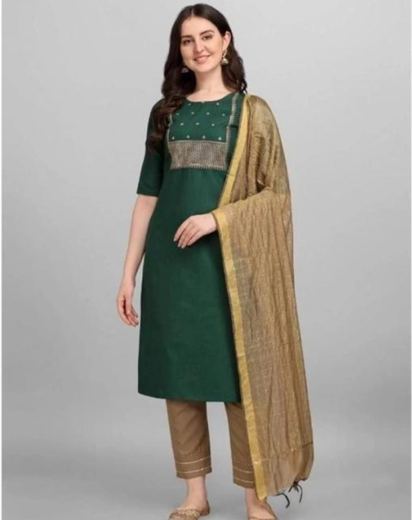 Women's Kurta With Pant And Dupatta - Japanese Laurel, XL