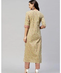 Women's Cotton Blend Kurta With Trouser - L