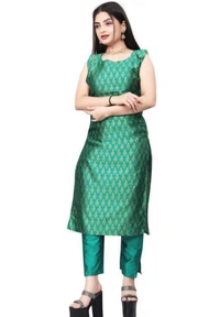 Women's Wover Design Kurta With Pant And Dupatta Set - Pelorous, L