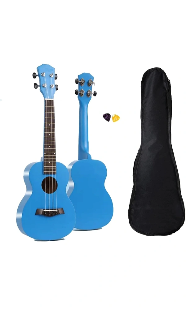 Blueberry UK-40-Azure BLUE Concert (24 Inch) Aquila String Body Sapele and Mahogany Wood Fingerboard & bridge, Matte Finish With Bag and 2 Picks (Concert, AZURE-BLUE) - Blue, Small