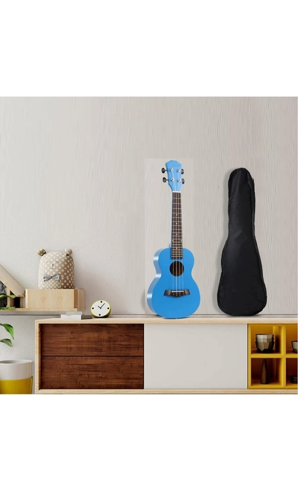 Blueberry UK-40-Azure BLUE Concert (24 Inch) Aquila String Body Sapele and Mahogany Wood Fingerboard & bridge, Matte Finish With Bag and 2 Picks (Concert, AZURE-BLUE) - Blue, Small