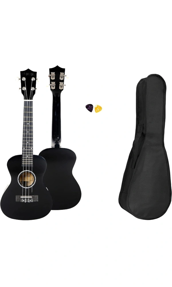 Festra UK-40-Black Concert (23 Inch) Ukulele Body made with Lindon and Mahogany Wood with Bag and 2 Picks (CONCERT-UK-40, BLACK) - Black, Small