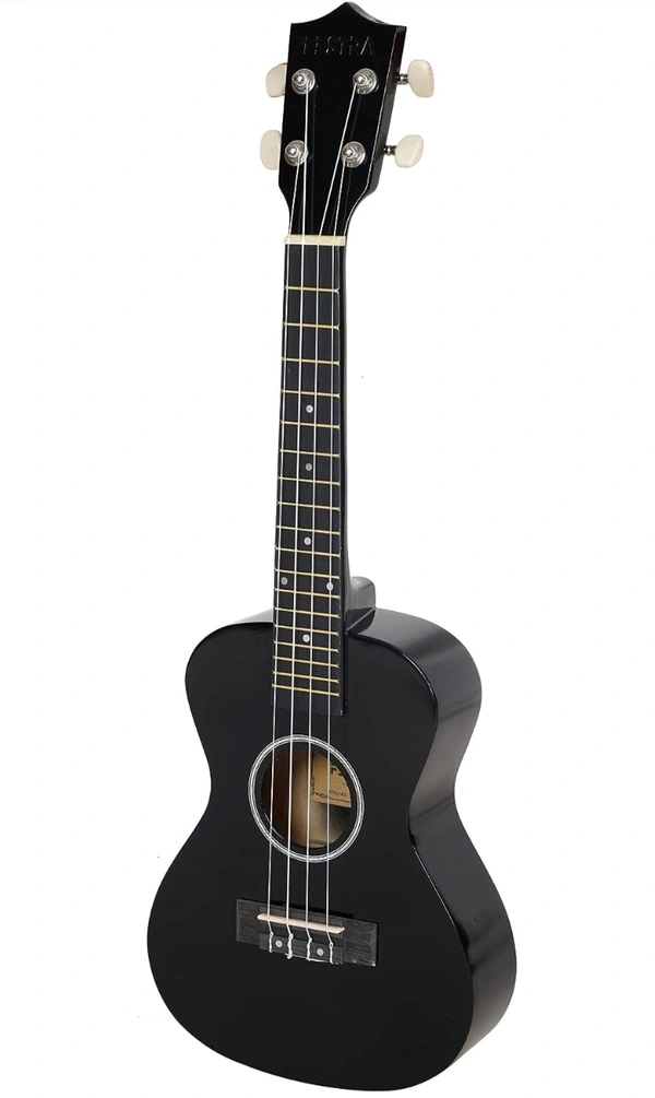 Festra UK-40-Black Concert (23 Inch) Ukulele Body made with Lindon and Mahogany Wood with Bag and 2 Picks (CONCERT-UK-40, BLACK) - Black, Small