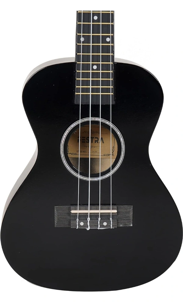 Festra UK-40-Black Concert (23 Inch) Ukulele Body made with Lindon and Mahogany Wood with Bag and 2 Picks (CONCERT-UK-40, BLACK) - Black, Small