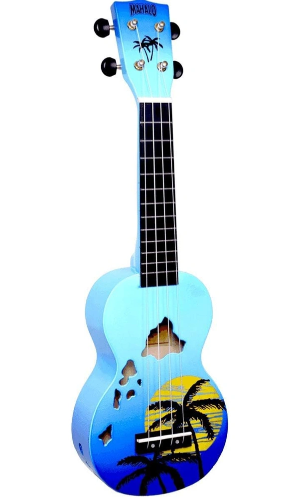 Mahalo Ukuleles Designer Series, Right Handed, Blue Burst, Soprano MD1HA bub - Blue, Small