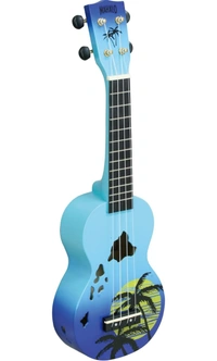 Mahalo Ukuleles Designer Series, Right Handed, Blue Burst, Soprano MD1HA bub - Blue, Small