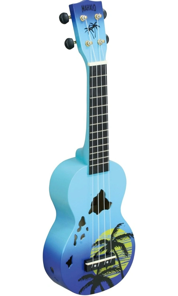Mahalo Ukuleles Designer Series, Right Handed, Blue Burst, Soprano MD1HA bub - Blue, Small