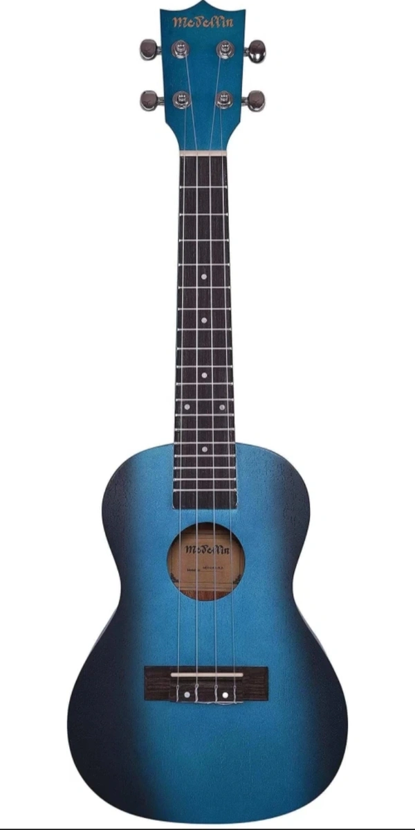 Medellin Concert 23" Bahamas Blue Ukulele with Travel Padded Bag Concert Ukulele (Overall Length 35 cm) - Blue, Small