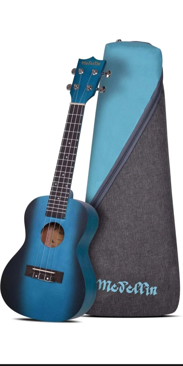 Medellin Concert 23" Bahamas Blue Ukulele with Travel Padded Bag Concert Ukulele (Overall Length 35 cm) - Blue, Small