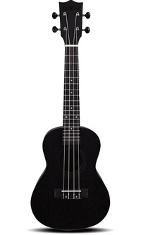 Kadence Concert Ukulele 23" Spring Summer Collection of Ukuleles-fluorocarbon strings, matt finish with Strap & Bag - Black, Small