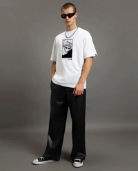 Men's White Jujutsu Sorcerer Printed Oversized T-shirt  - S, White