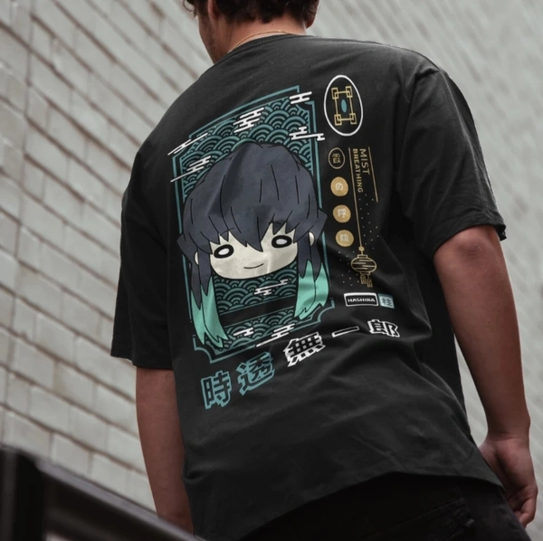 Garmint  Men's Black Tokito Muichiro Oversized T-shirt  - Black, S