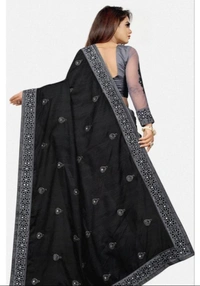 Black Fancy Saree - Black, Free Size