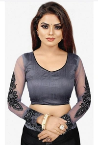 Black Fancy Saree - Black, Free Size