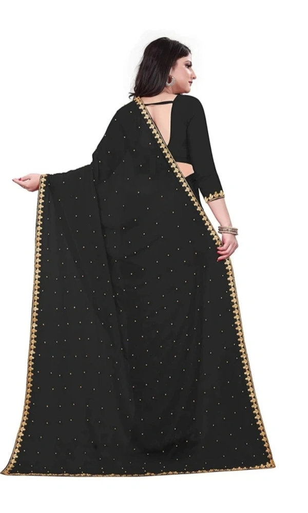 Embellished Bollywood Lycra Blend Saree - Black, Free Size