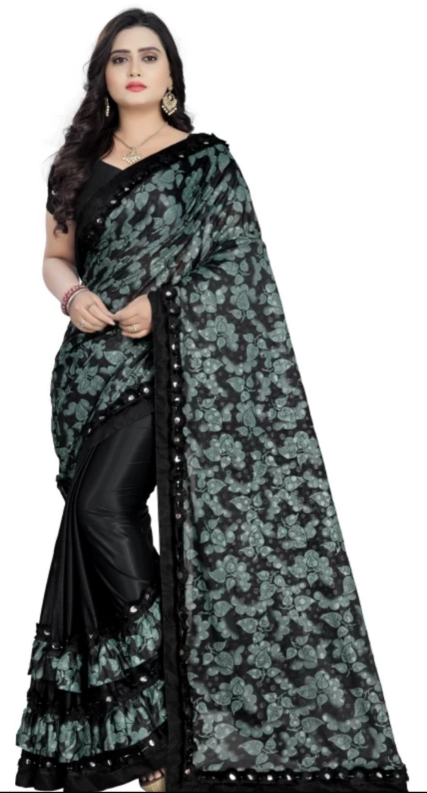 Printed Lycra Blend Saree - Free Size
