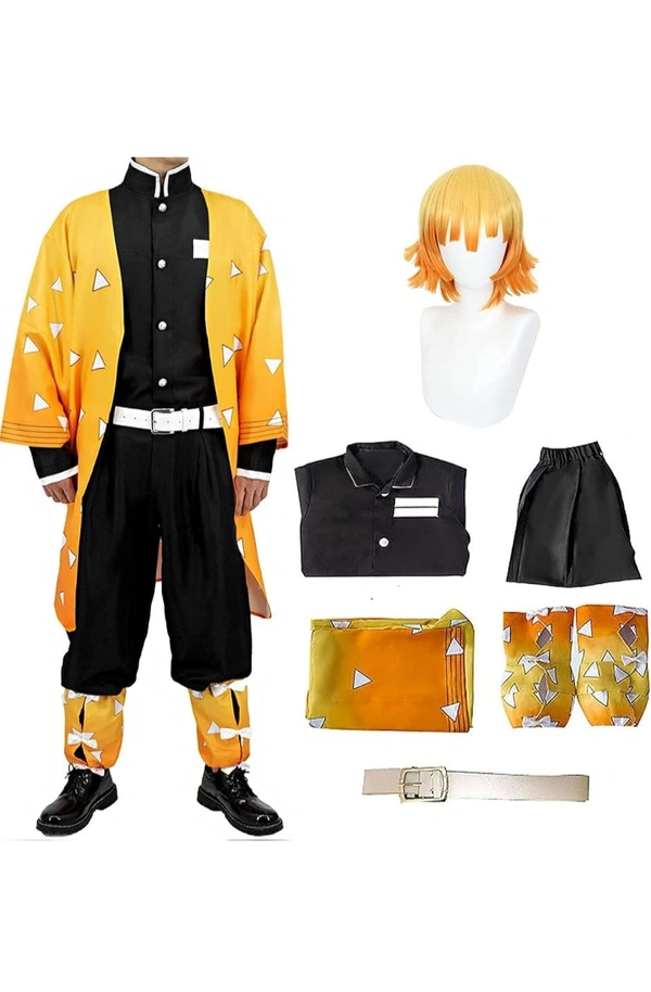 Tkieio Demon Slayer Zenitsu Cosplay Costume  - Yellow, M