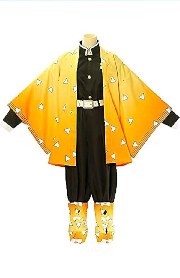 Tkieio Demon Slayer Zenitsu Cosplay Costume  - Yellow, XXL