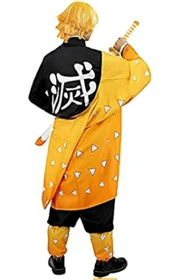 Tkieio Demon Slayer Zenitsu Cosplay Costume  - Yellow, XXL