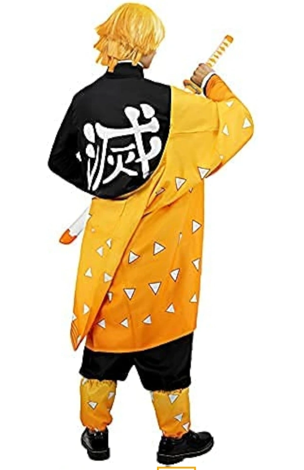 Tkieio Demon Slayer Zenitsu Cosplay Costume  - Yellow, XXL