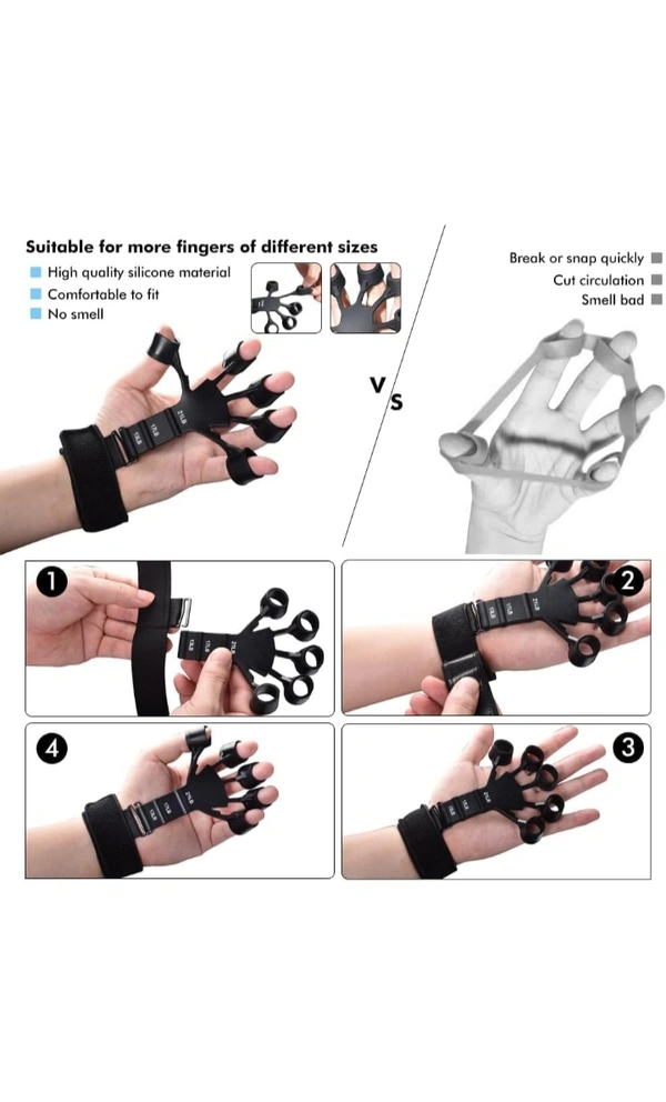 Feora9x FEORA Finger Gripper Strength Trainer Yoga Resistance Band Finger Expansion Extension Exerciser for Hand, Finger, and Wrist Muscles Climbing Finger Strengthener Guitar Finger Stretcher Exerciser